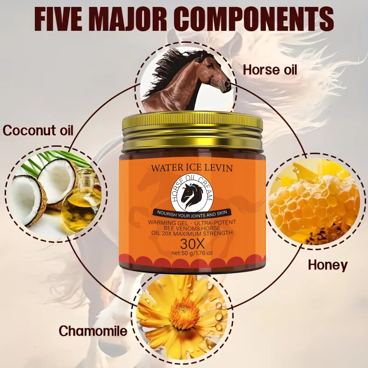 Horse Oil Warming Cream – Bee Venom & Rosemary, 50g