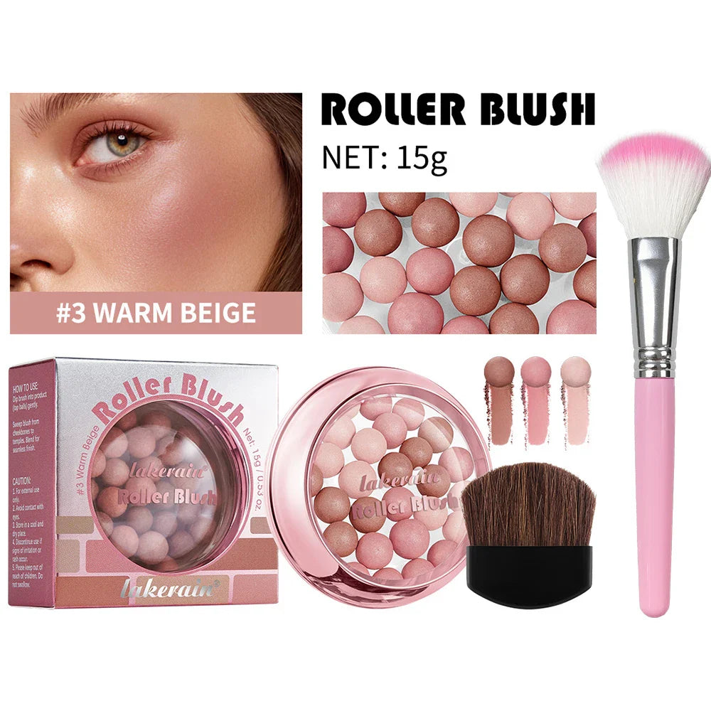 Roll-On Shimmer Blush with Brush – Lightweight, Long-Lasting