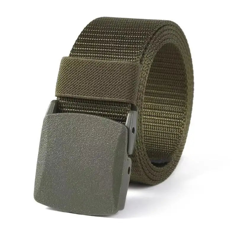 Canvas Nylon Tactical Belt Non-metallic Anti Allergy Ideal For Outdoor Training Security Check And Daily Pants Wearing Use Peaceful Pleasures Health and Wellness green 120cm