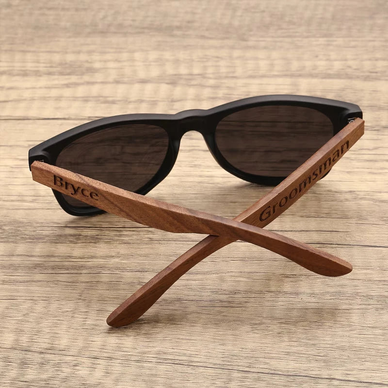 Personalized Walnut Wood Sunglasses | Groomsmen Gift Engraved