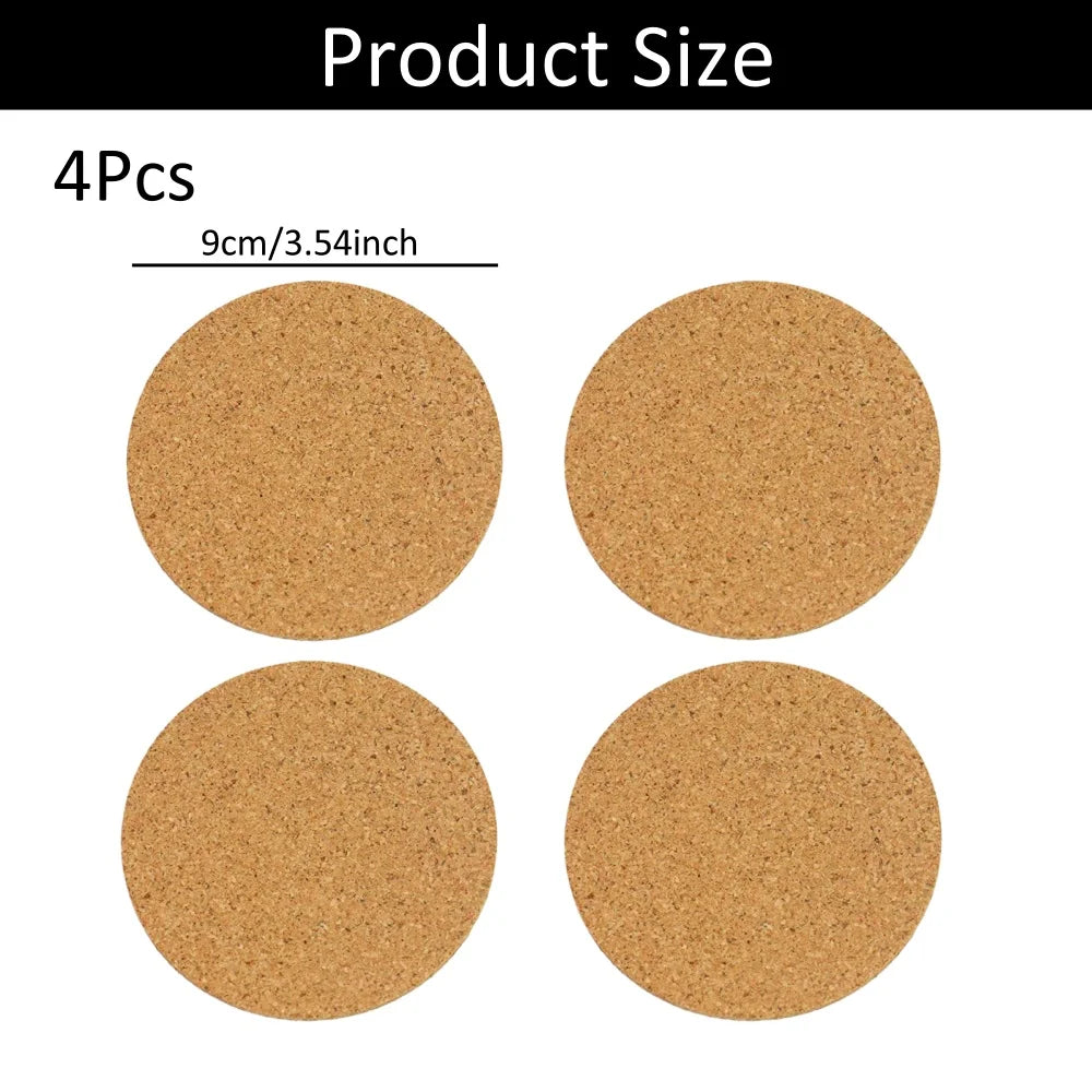 2/4/6Pcs Round Cork Coasters, Wooden Thick Drink Coasters, Heat Resistant Bar Coasters for Kitchen Restaurant Home Bar Cafe Peaceful Pleasures Health and Wellness 4Pcs Round 9x9cm