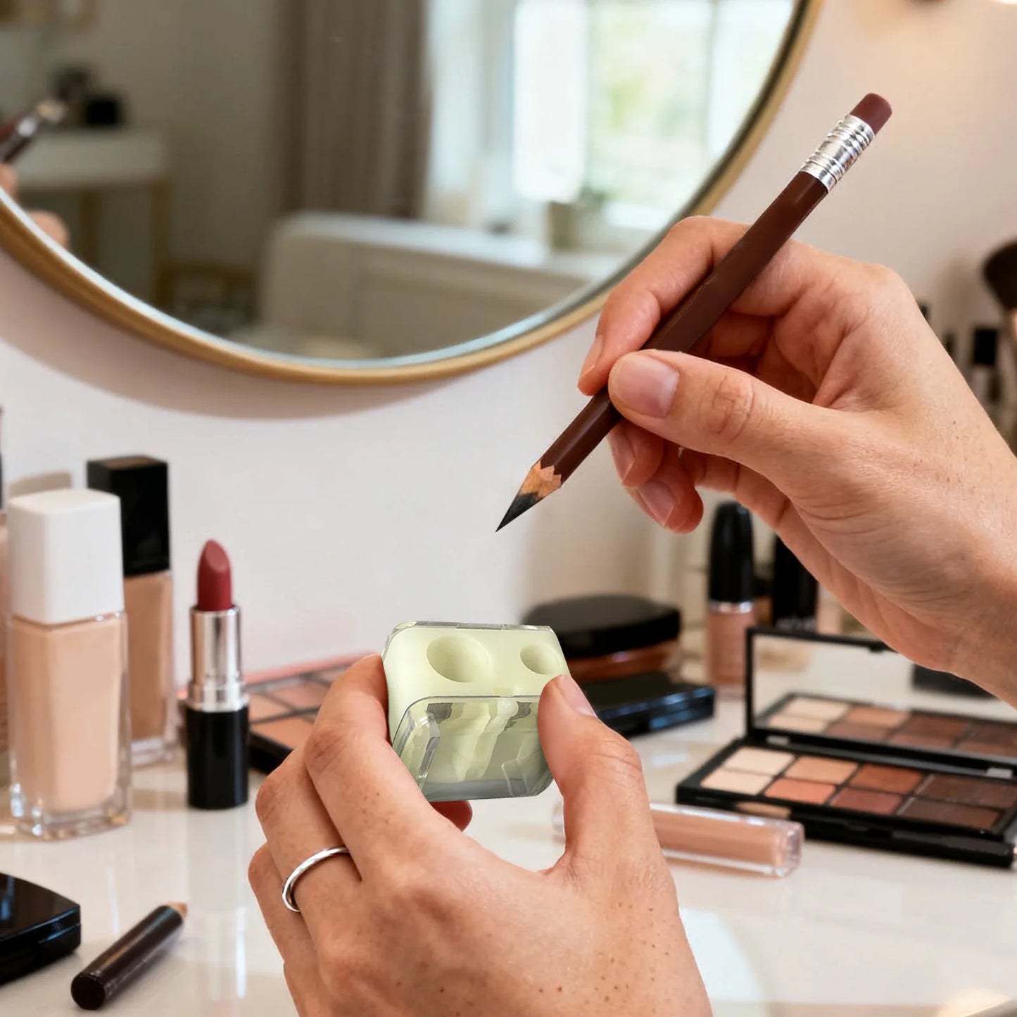 2-in-1 Double Hole Makeup Pencil Sharpener – Eyebrow & Liner