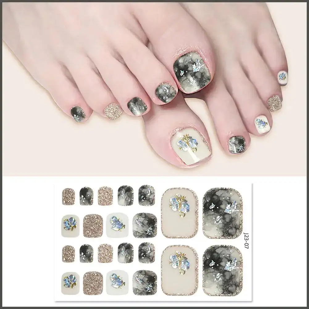 Glitter Toe Nail Stickers – 22 Count, DIY Nail Wraps Nail Care Peaceful Pleasures Health and Wellness 06