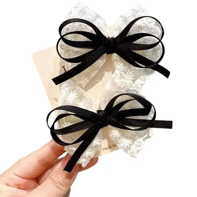 Lace Baby Hair Bows Hairpins – No-Slip Barrettes for Girls 2pc