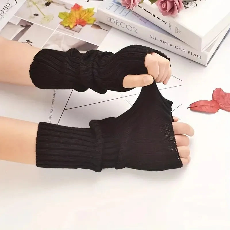 Women's Knitted Fingerless Gloves | Punk Arm Warmers