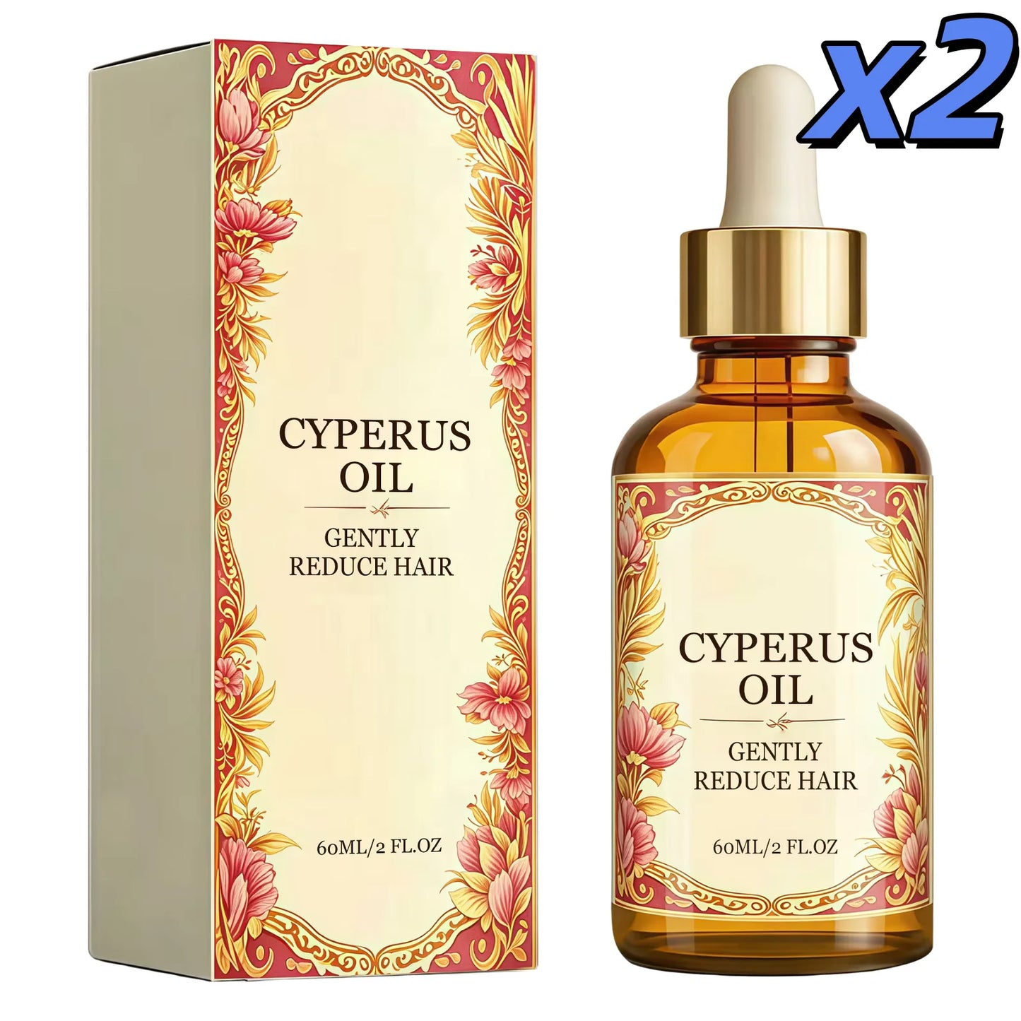 Cyperus Rotundus Oil Hair Growth Inhibitor Hair Removal Soft Smooth Repair Barrier Deep Hydration Moisturizes After Shave Oil Peaceful Pleasures Health and Wellness 2 x 60ml boxed