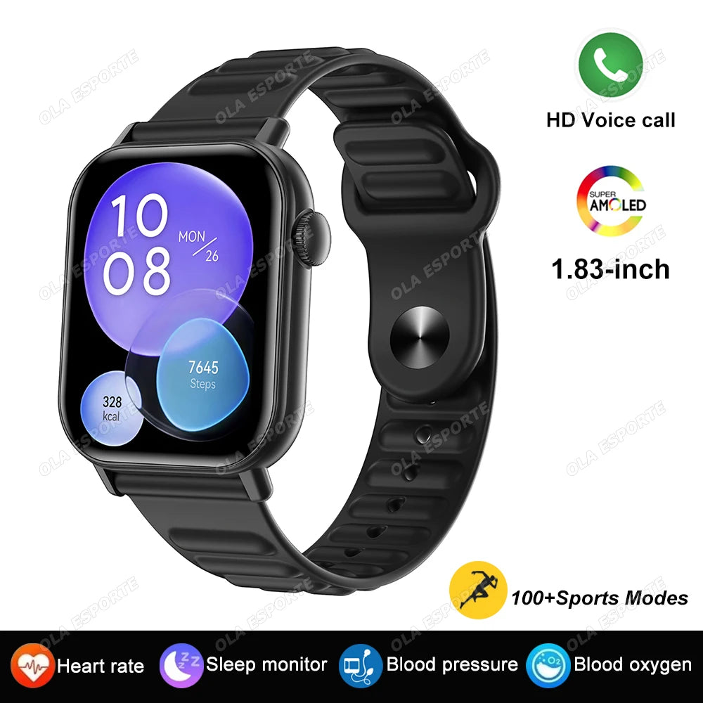 2026 Smart Watch Men 1.83inch Sports Fitness Watch Bluetooth Call Heart Rate Sleep Monitoring Music Control Smartwatch WomenHW12 Peaceful Pleasures Health and Wellness Black