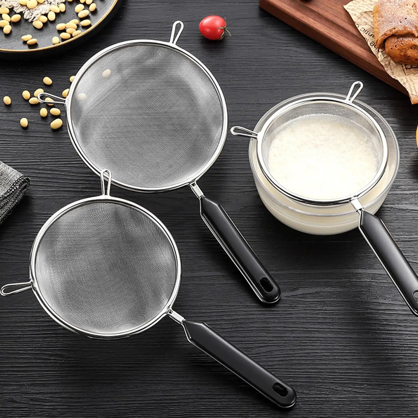 Stainless Steel Fine Mesh Kitchen Strainer & Skimmer Scoop