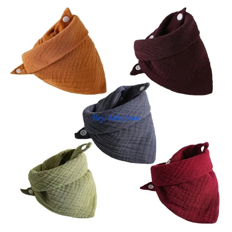 5-Pack Muslin Cotton Baby Bibs | Soft Snap Triangle Drool Bibs