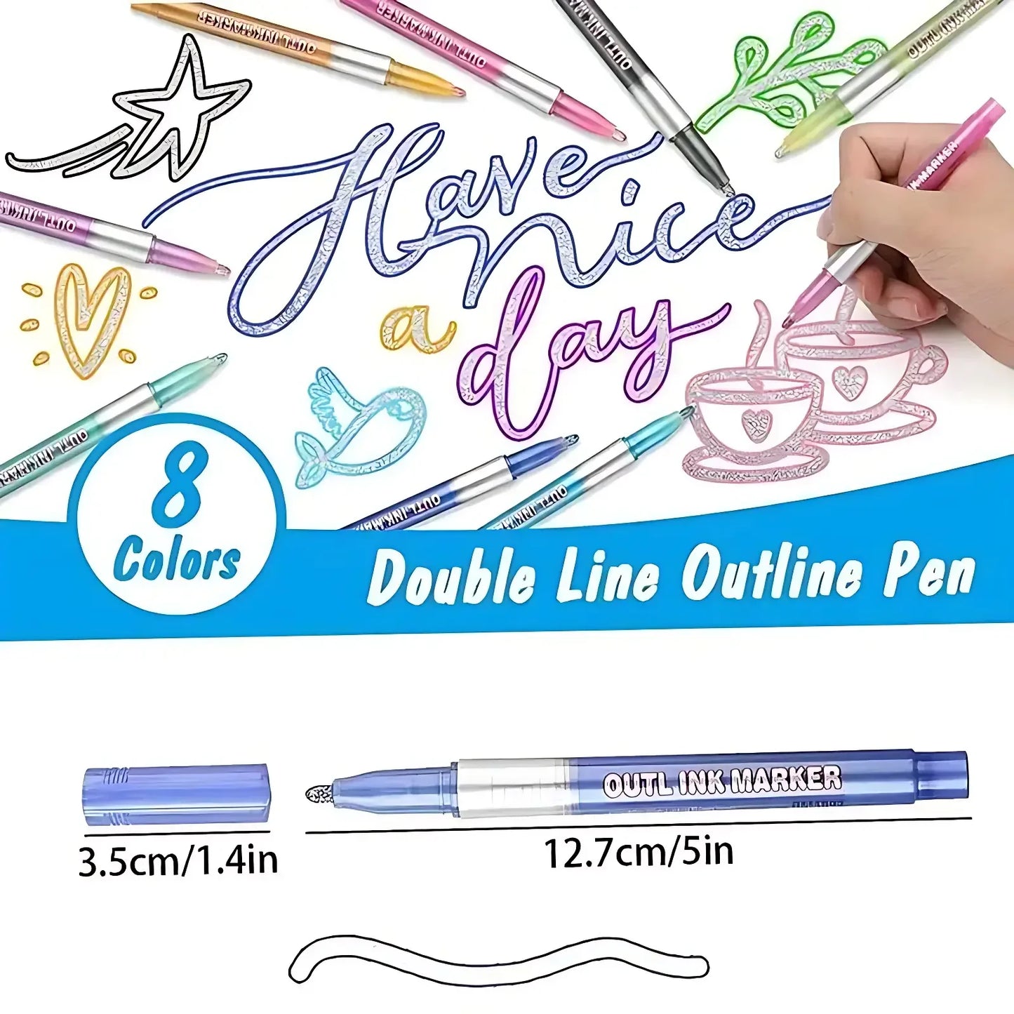 Double Line Outline Art Marker Pen DIY Graffiti Highlighter Scrapbook