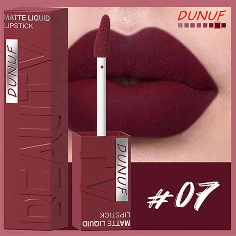 DUNUF Matte Velvet Liquid Lipstick – Long-Lasting Purple Lip Gloss