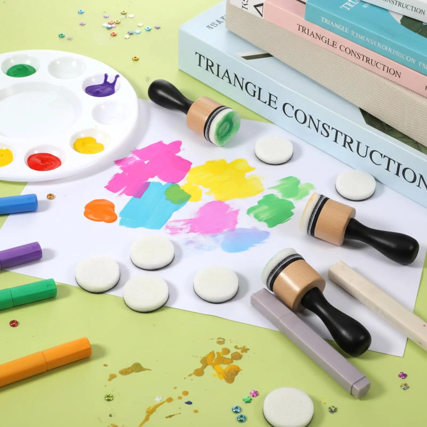 46 Pcs Mini Ink Blending Tool Set, 2 Round Applicators + 44 Foam Pads for Scrapbooking Painting Drawing Stencils Embossing Art Peaceful Pleasures Health and Wellness
