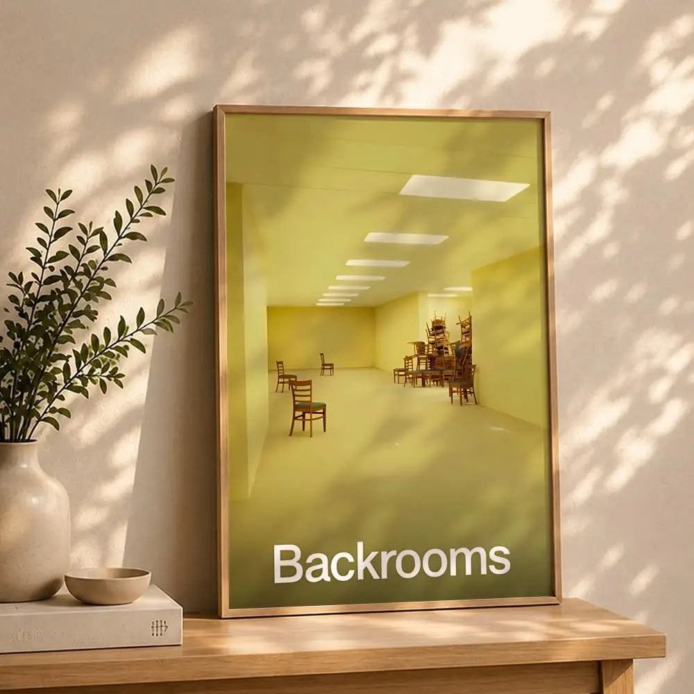 Backrooms Movie Poster HD Self-Adhesive Waterproof Wall Art Wall Art Poster Peaceful Pleasures Health and Wellness White7 40X50cmNoframe
