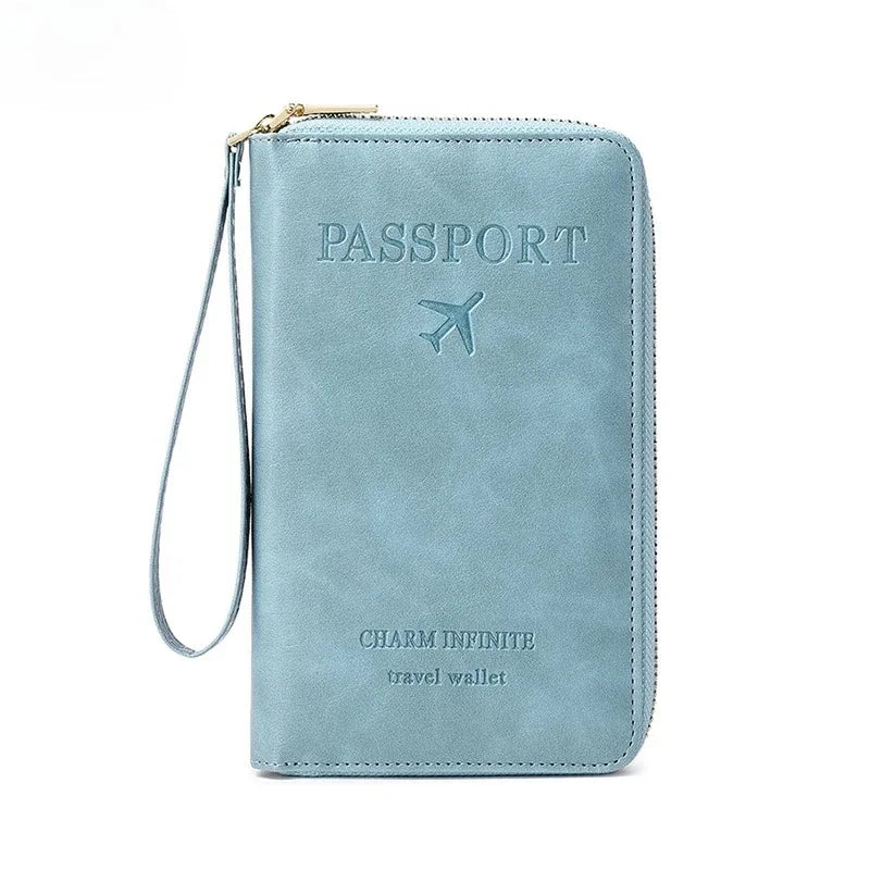 Travel Wallet Passport Holder with Wrist Strap & Card Organizer