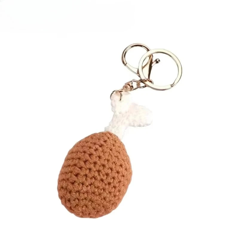 Handmade Knit Keychain Charms – Cute Burger & Ice Cream Pendant