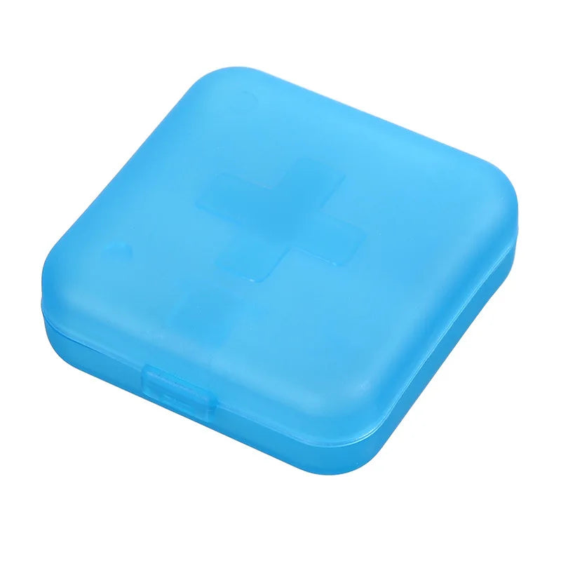 4Grids Cross Print Pill Box Portable Mini Plastic Pill Storage Pure Color Pocket Medicine Box Outdoor Home Pill Case Peaceful Pleasures Health and Wellness Blue