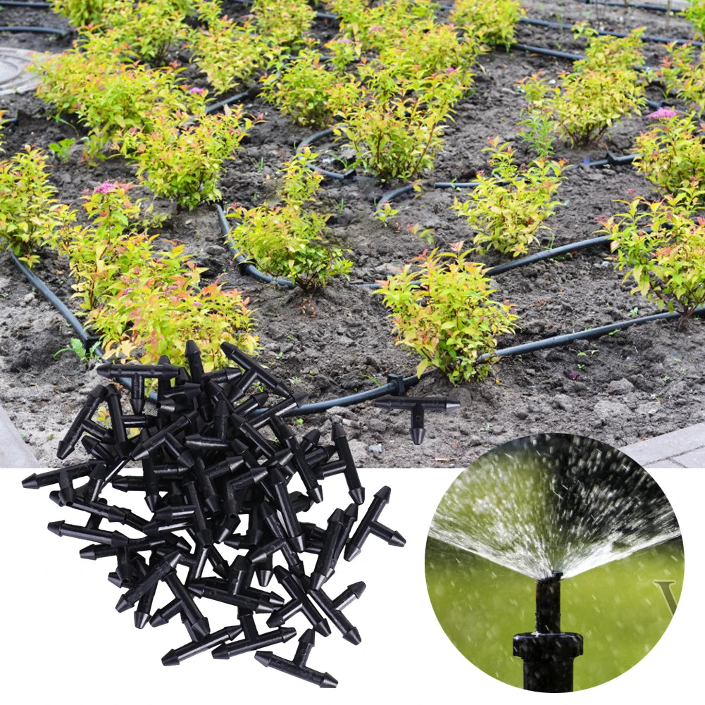 3-Way Barbed Tee Micro Drip Irrigation Connectors – 50/100 Pack Peaceful Pleasures Health and Wellness