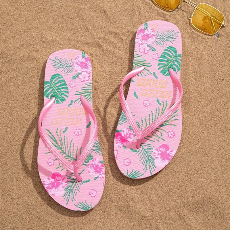 Women's Floral Flip Flops – Lightweight Beach Sandals