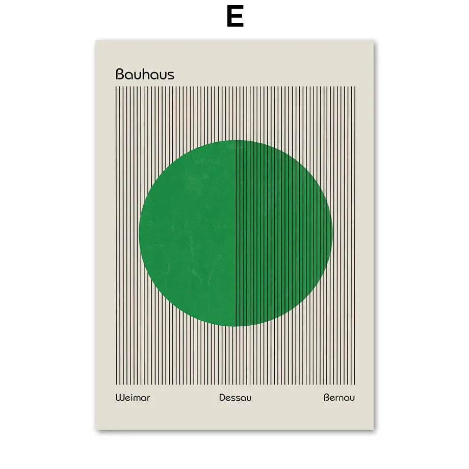 Scandinavian Bauhaus Abstract Green Canvas Wall Art Print