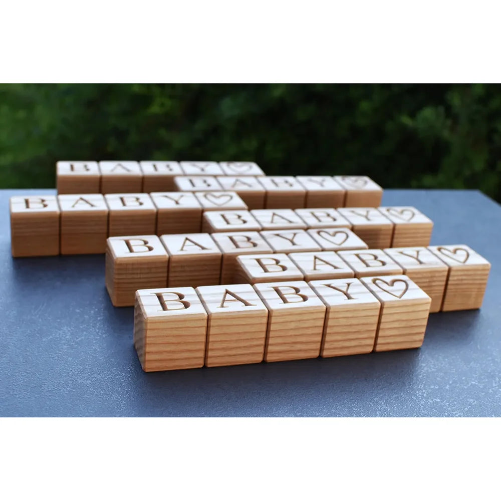 5-Piece Baby Wood Blocks | Nursery Decor & Baby Shower Gift Wooden Baby Blocks Peaceful Pleasures Health and Wellness