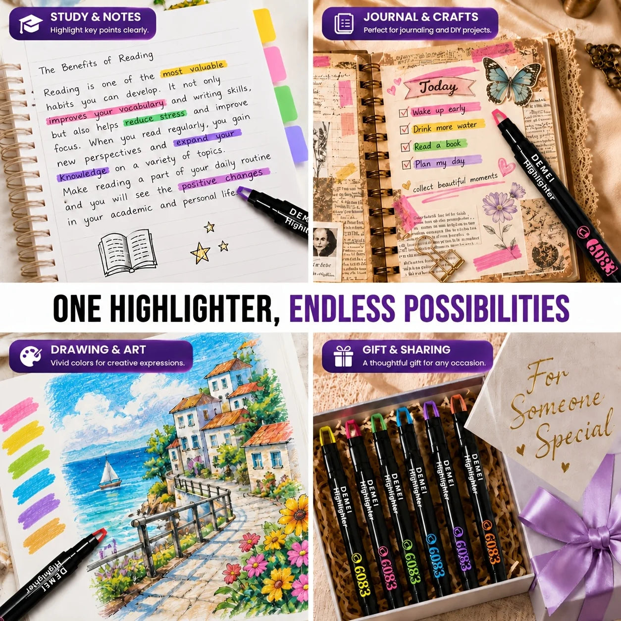 Transparent Highlighter Window Pen Tip Soft Grip Anti Bleeding Ink
