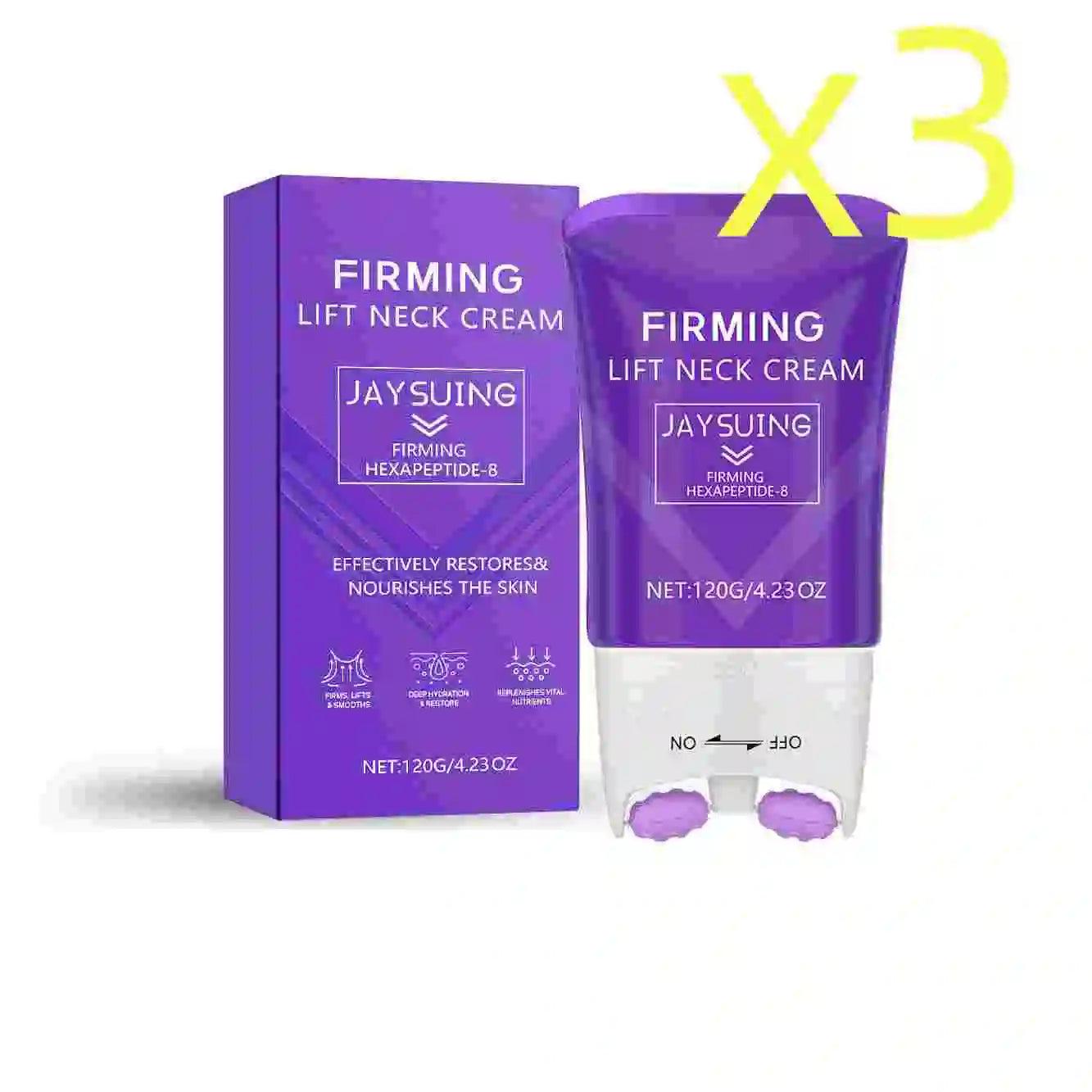 Neck Roller Cream Anti Wrinkle Tightening Eliminate Neck Lines Double Chin Moisturizing Firming Lifting Neck Revitalizing Cream Peaceful Pleasures Health and Wellness 3x120g 120g