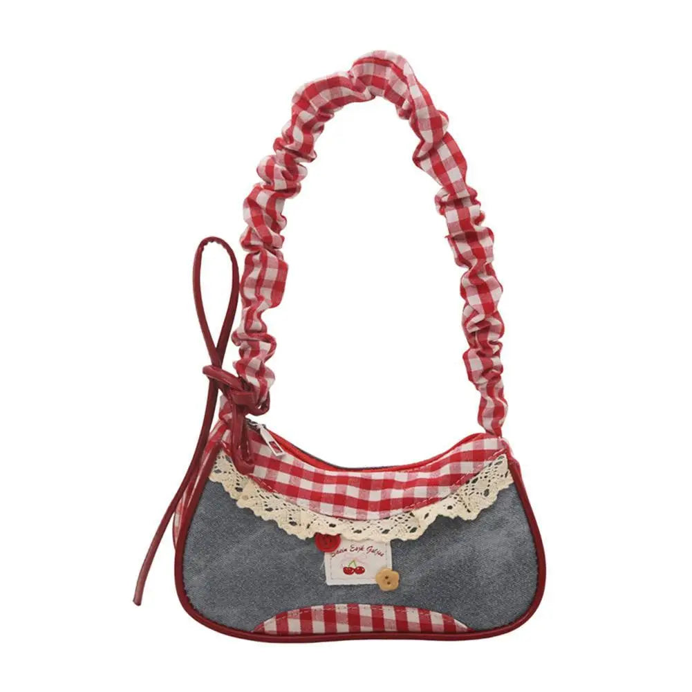 Korean Grid Mini Crossbody Bag | Adjustable Shoulder Strap