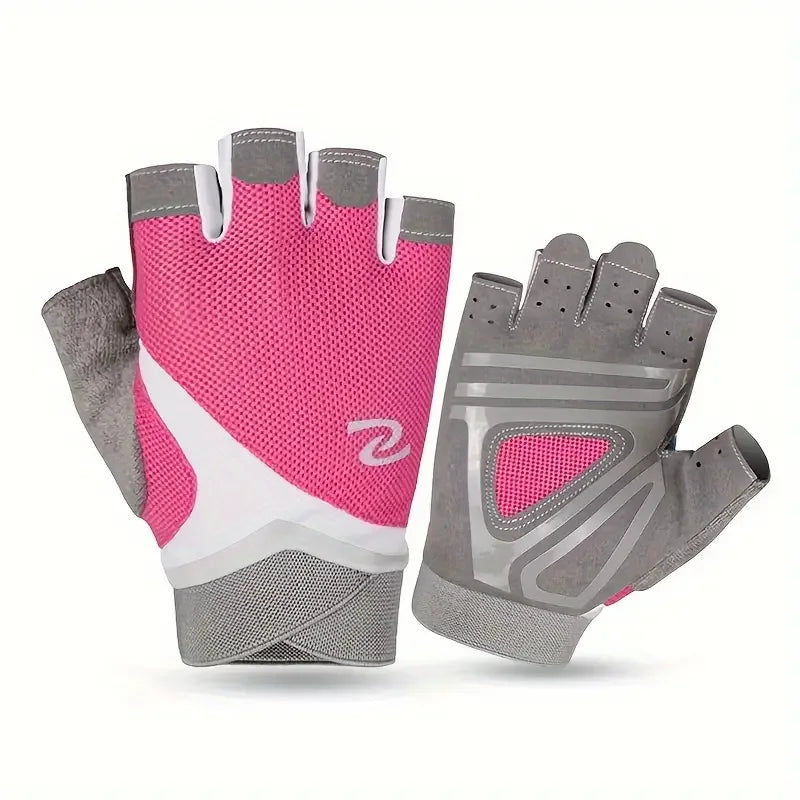 1 Pair Unisex Sports Gloves, Half Finger Fitness Gloves, Non-Slip Outdoor Riding & Fishing Gloves Peaceful Pleasures Health and Wellness Pink L