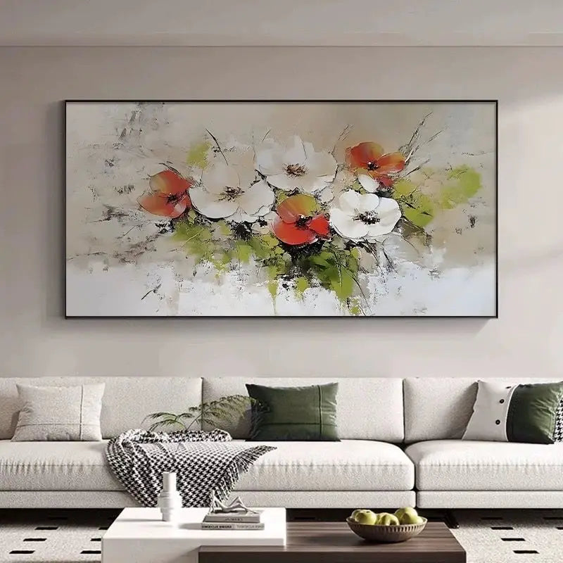 Modern 3D Abstract Plant Flower Pure Hand Drawn Oil Painting,Picture for Living Room Bedroom,Sofa Background Decoration Painting Peaceful Pleasures Health and Wellness
