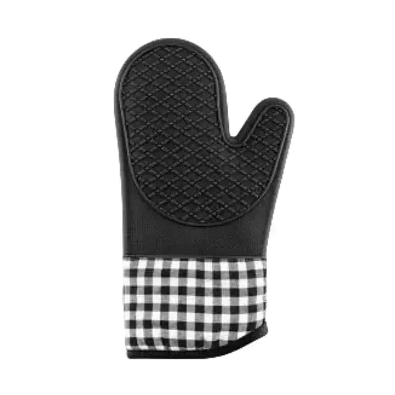 Silicone World 1pc hot Oven Mitts Baking Anti-Hot Silicone Gloves Oven Microwave Cooking Insulation Baking Kitchen Tools Peaceful Pleasures Health and Wellness black