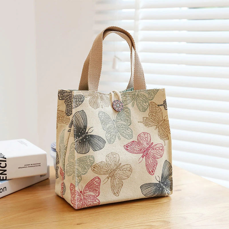 Large Canvas Bento Lunch Box Bag – Stylish Handbag Tote