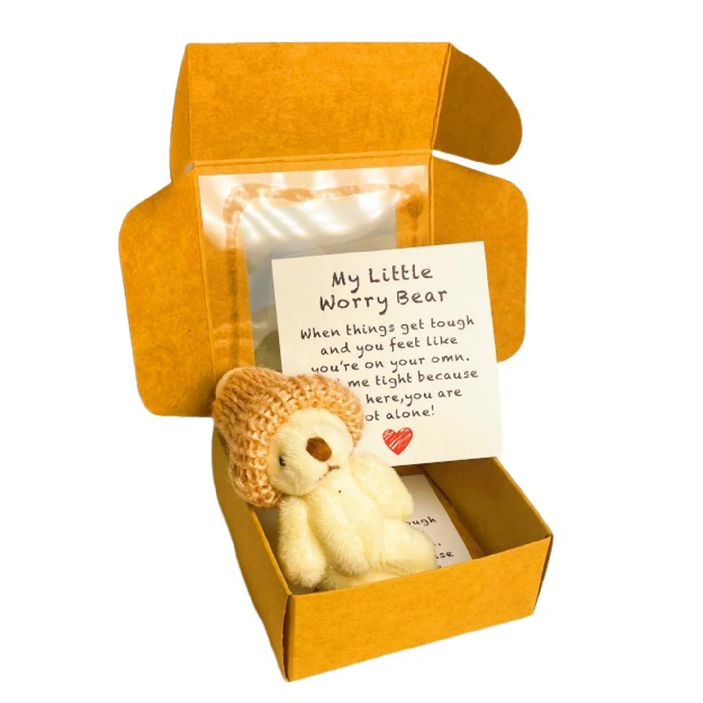 Mini Plush Bear in a Box with Inspirational Card | Cute Gift
