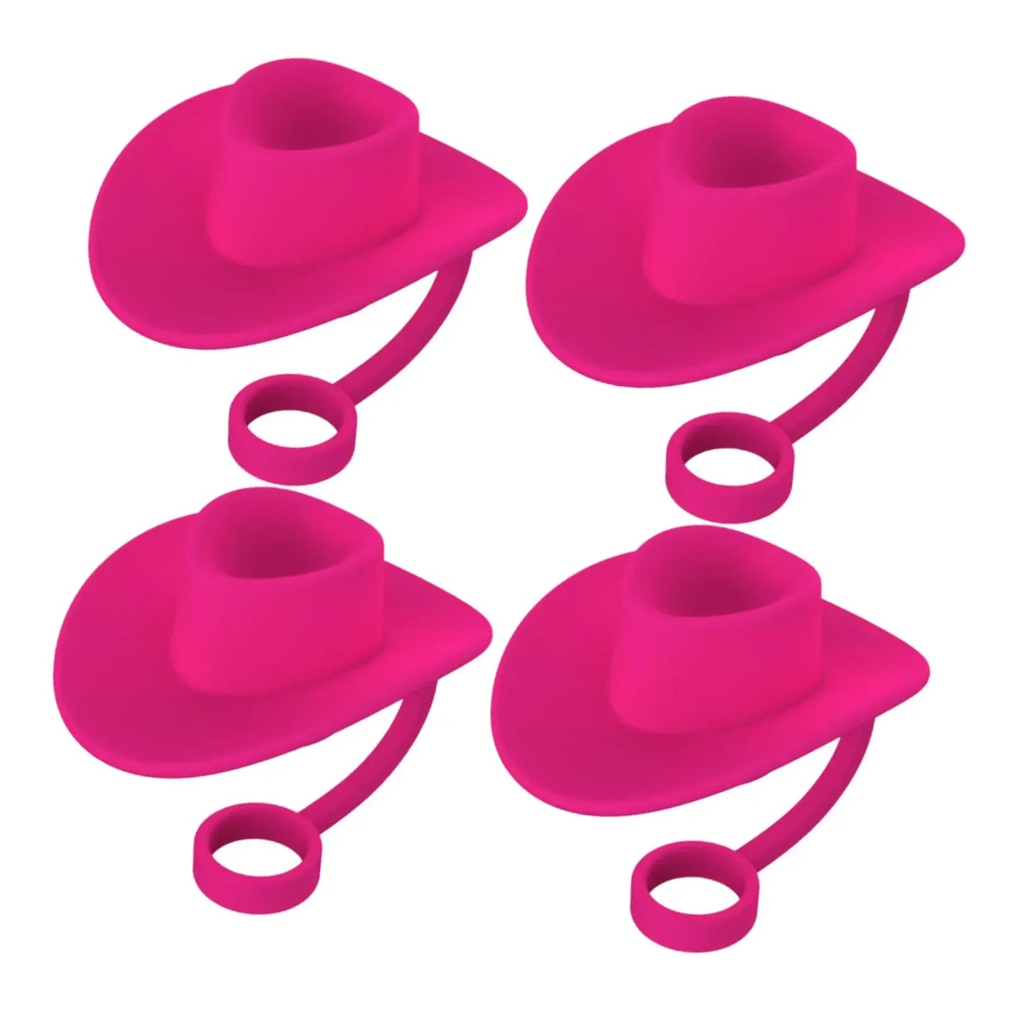 4 Pieces Straw Covers Cap Novelty Sturdy Straw Toppers Reusable Cowboy Hat Shaped for Camping Home Hiking Picnic Kitchen Peaceful Pleasures Health and Wellness Rose Red