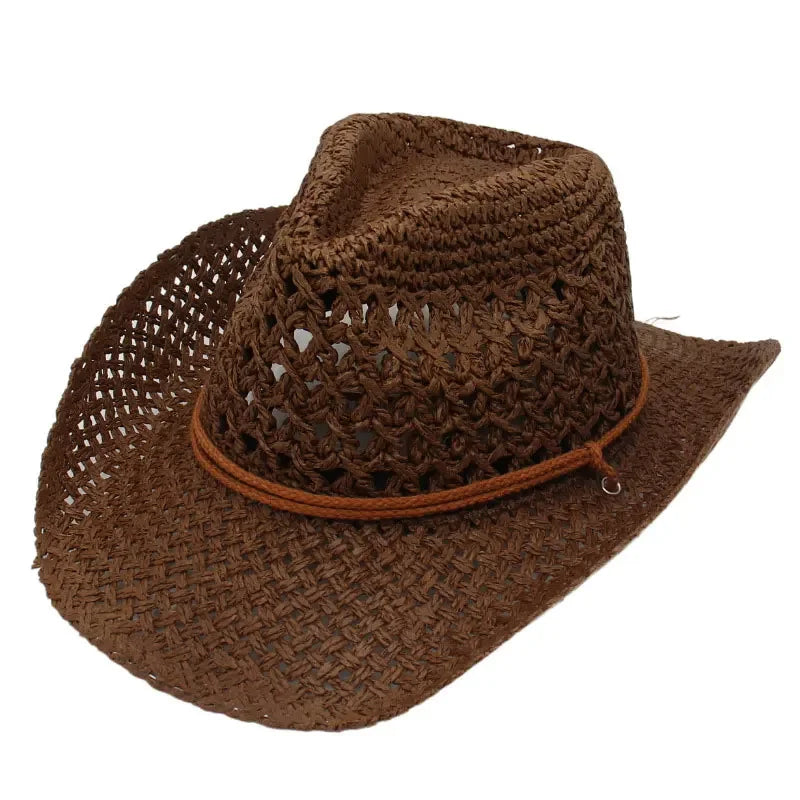 Women's Foldable Straw Cowboy Hat | Wide Brim Beach Sun Hat