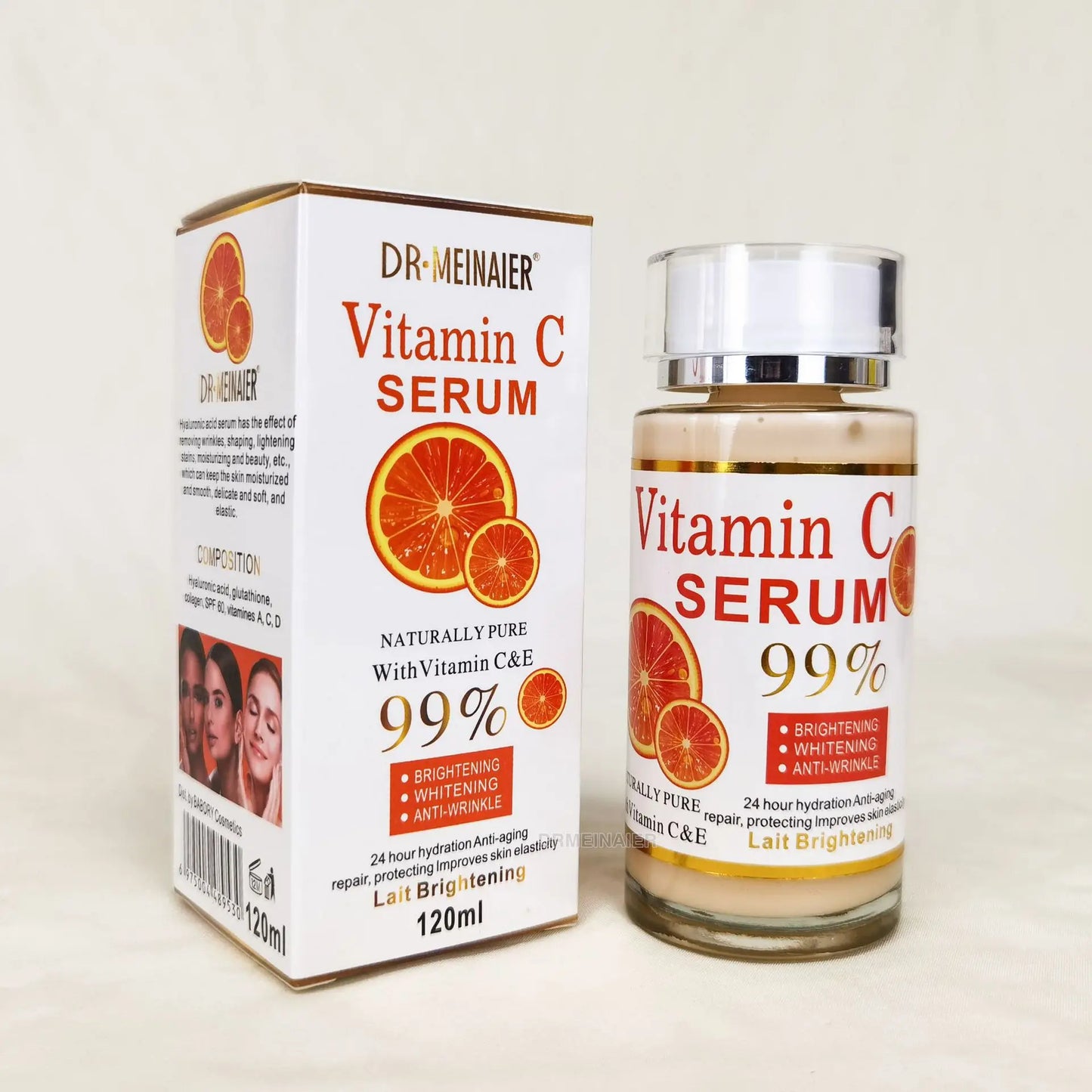 120ml 99% Vitamin C Serum Oil Facial Serum AHA Kojic Acid glutathione Facial skin brightening Peaceful Pleasures Health and Wellness VC 120ml