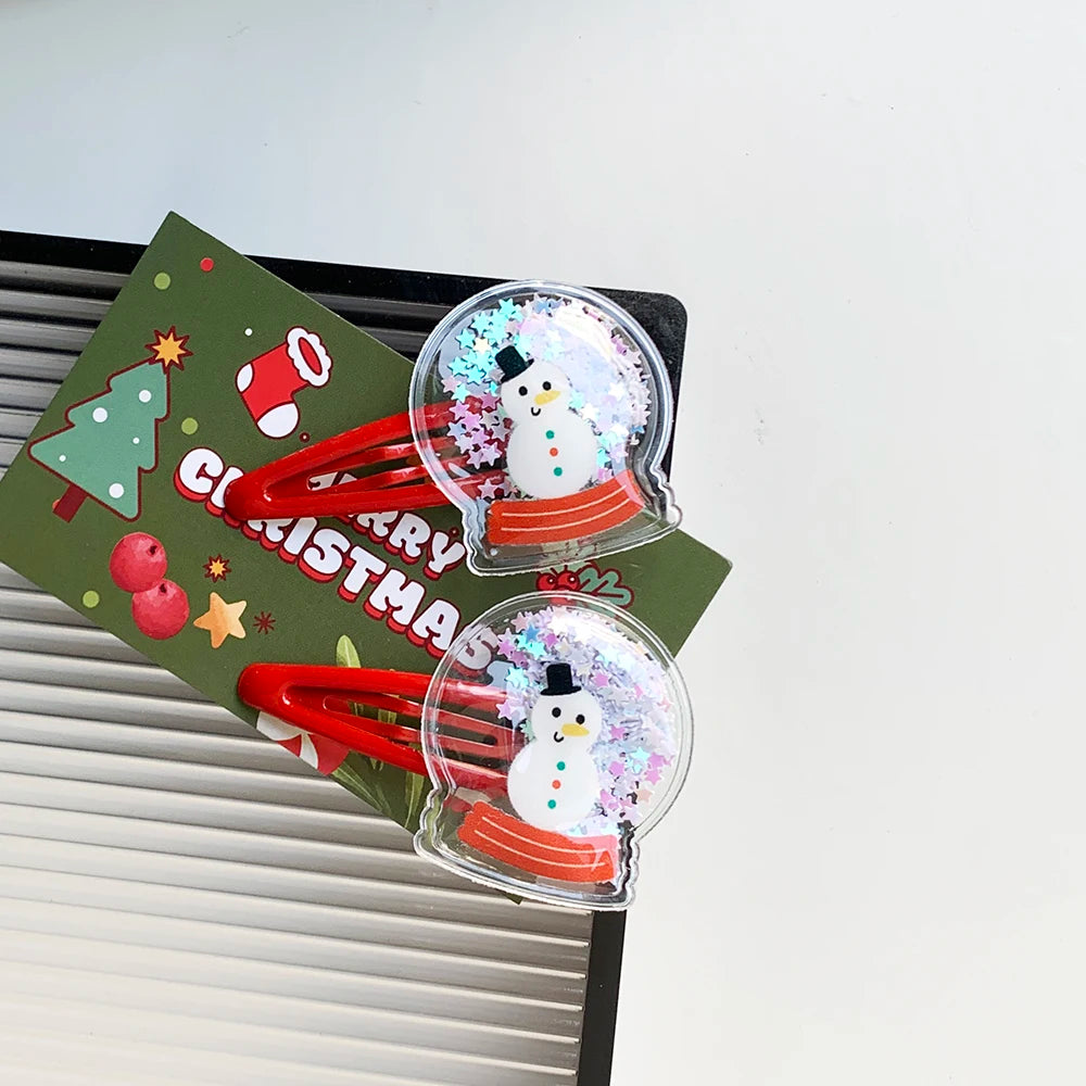 2-Pack Christmas Hairpins – Festive Tree, Santa & Deer Design Peaceful Pleasures Health and Wellness Snowman style China Mainland