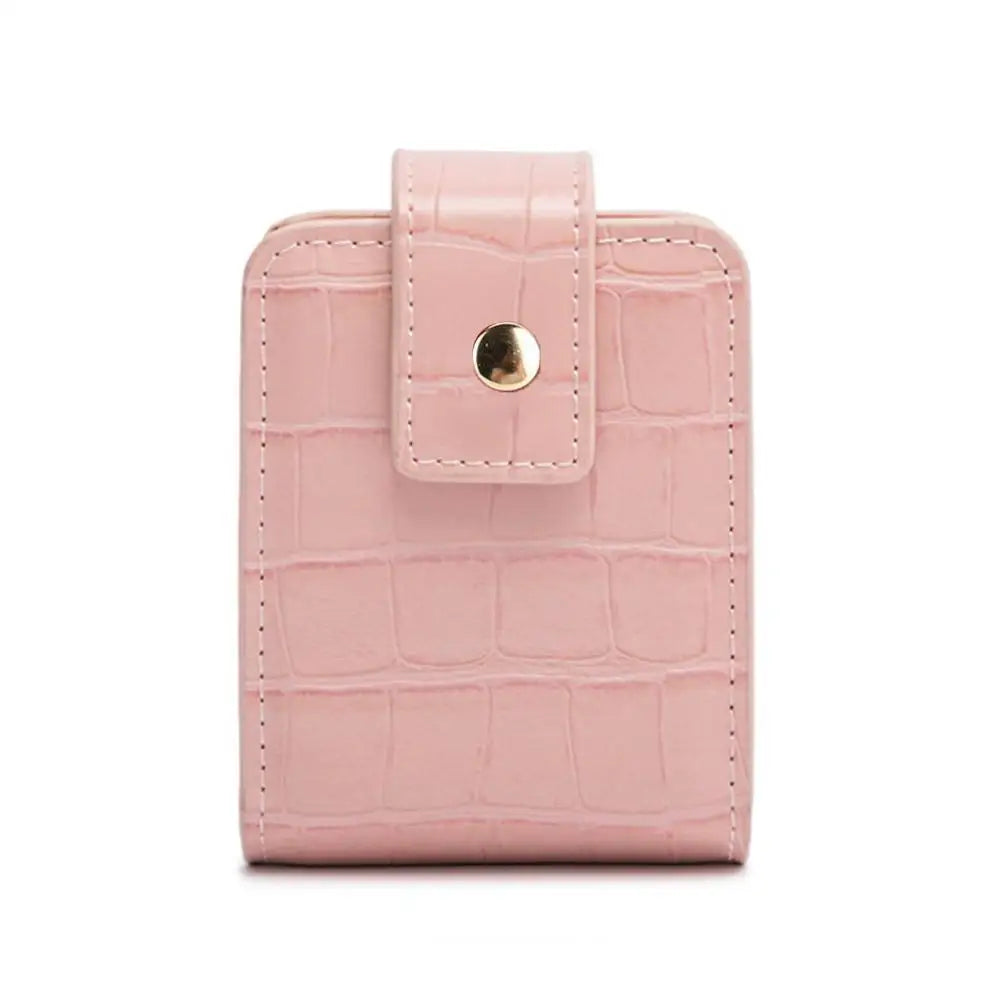 PU Lipstick Case Holder with Mirror Lipstick Holder Makeup Travel Cases Organizer Bag Mini Handheld Lipstick Pouch for Women Peaceful Pleasures Health and Wellness Pink
