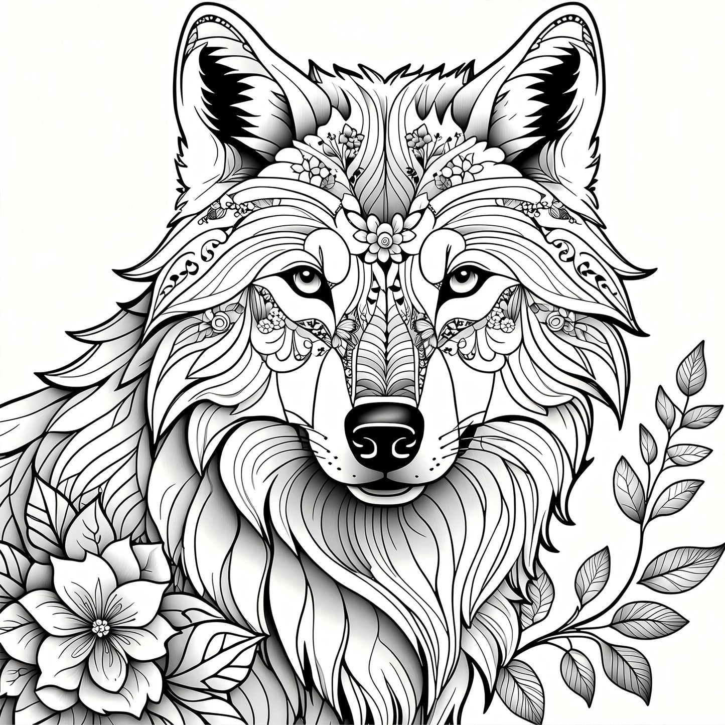 Bview Art Adult Wolf Coloring Book Therapy Stress Relief 20 Detailed