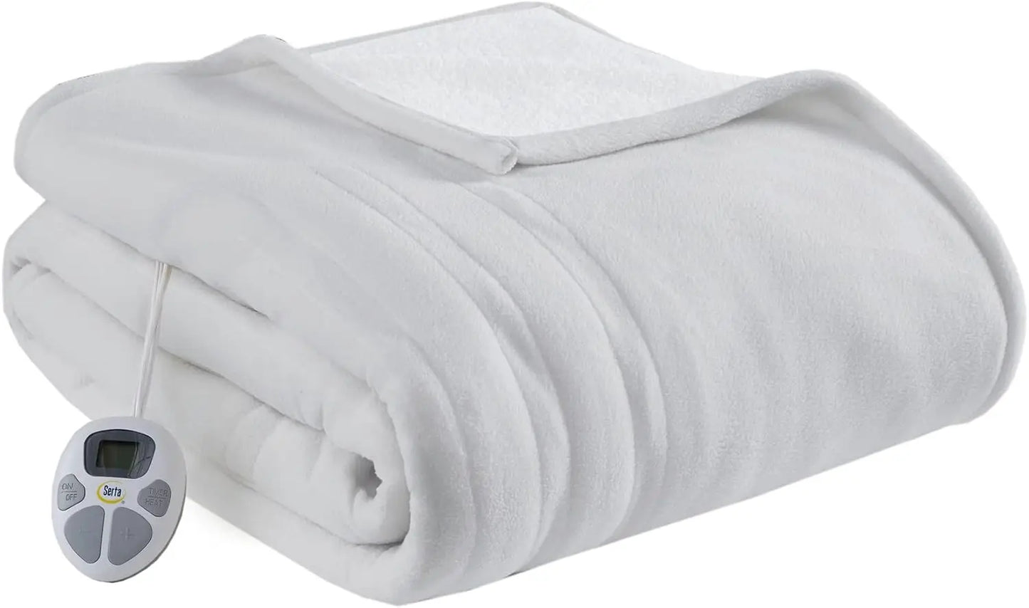 Reversible Fleece & Sherpa Electric Blanket – ETL, Fast Heat, Auto Off Peaceful Pleasures Health and Wellness