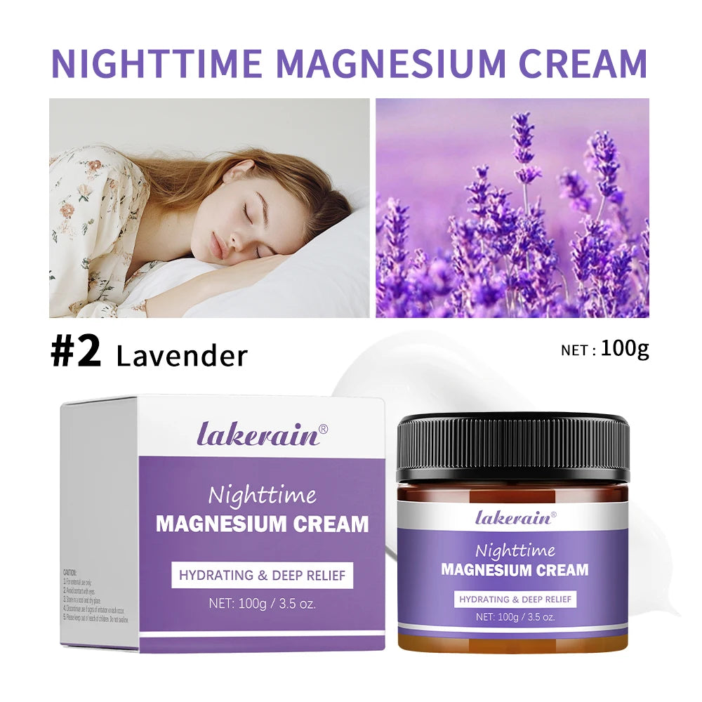 Magnesium Lotion Nighttime Magnesium Cream Lavender Legs Arms Chest Care Natural Aid for Deep Sleep Moisturizer After-sun repair Peaceful Pleasures Health and Wellness Lavender