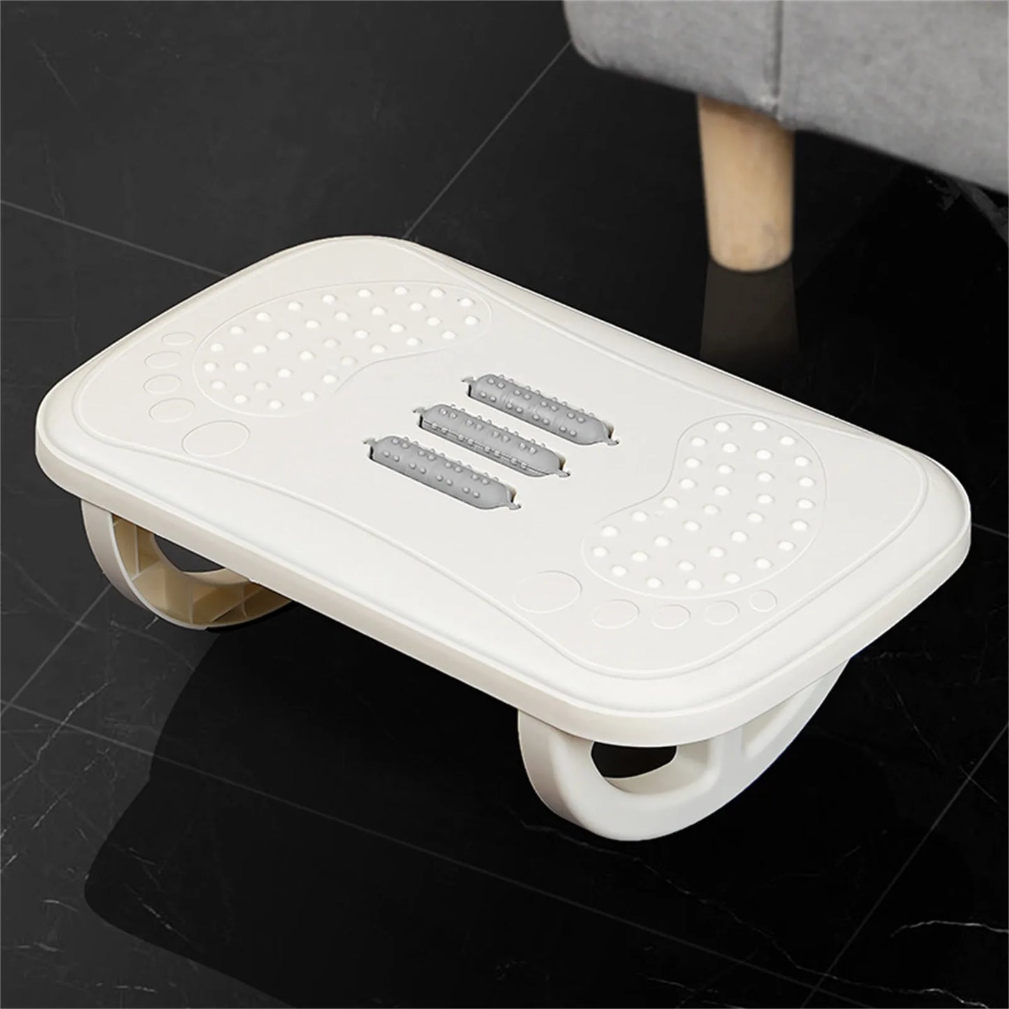 Rocking Footrest for under Desk Ergonomic Desk Leg Rest Rocker Balance Board Comfortable Foot Stool for Desk Home Office Peaceful Pleasures Health and Wellness White