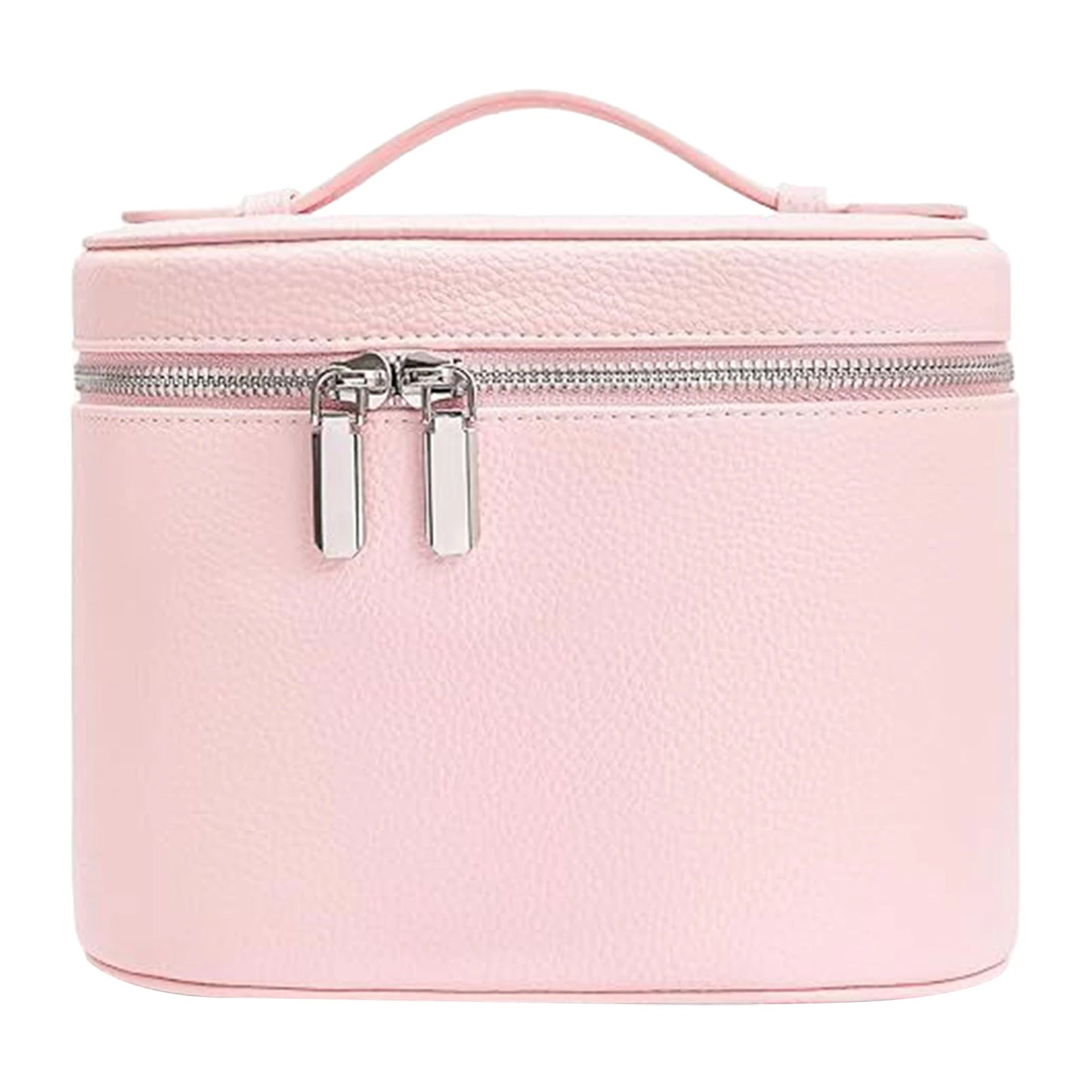 PU Leather Large Capacity Detachable Makeup Bag Travel Cosmetic Organizer Handbag For Women Peaceful Pleasures Health and Wellness Pink