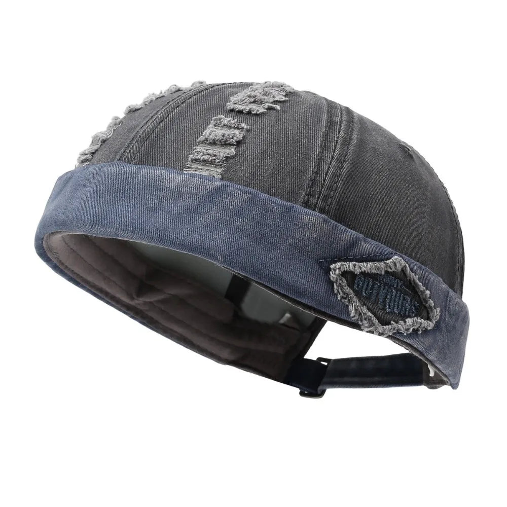 Distressed Skullcap Hat – Streetwear Hip Hop Sun Cap Unisex