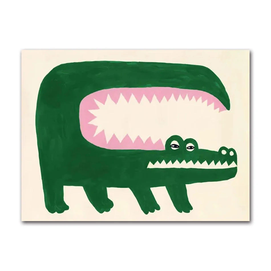 Crocodile Fish Abstract Canvas Wall Art | Colorful Unframed Print