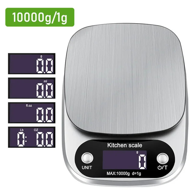 Household Kitchen Scale Electronic Food Scale Baking Scale Measuring Tool Stainless Steel Platform With Lcd Display 5kg/ 10kg Peaceful Pleasures Health and Wellness 10KG 1g
