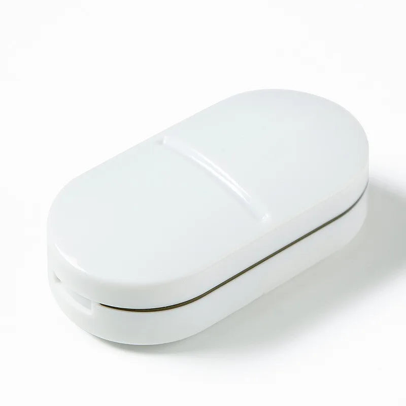 1pcPill Cutter,Pill Splitter For Cutting Small Pills OrLarge Pills In Half,Cuts Pills,Tablets,Stainless Steel Blade Travel Sized Peaceful Pleasures Health and Wellness WHITE