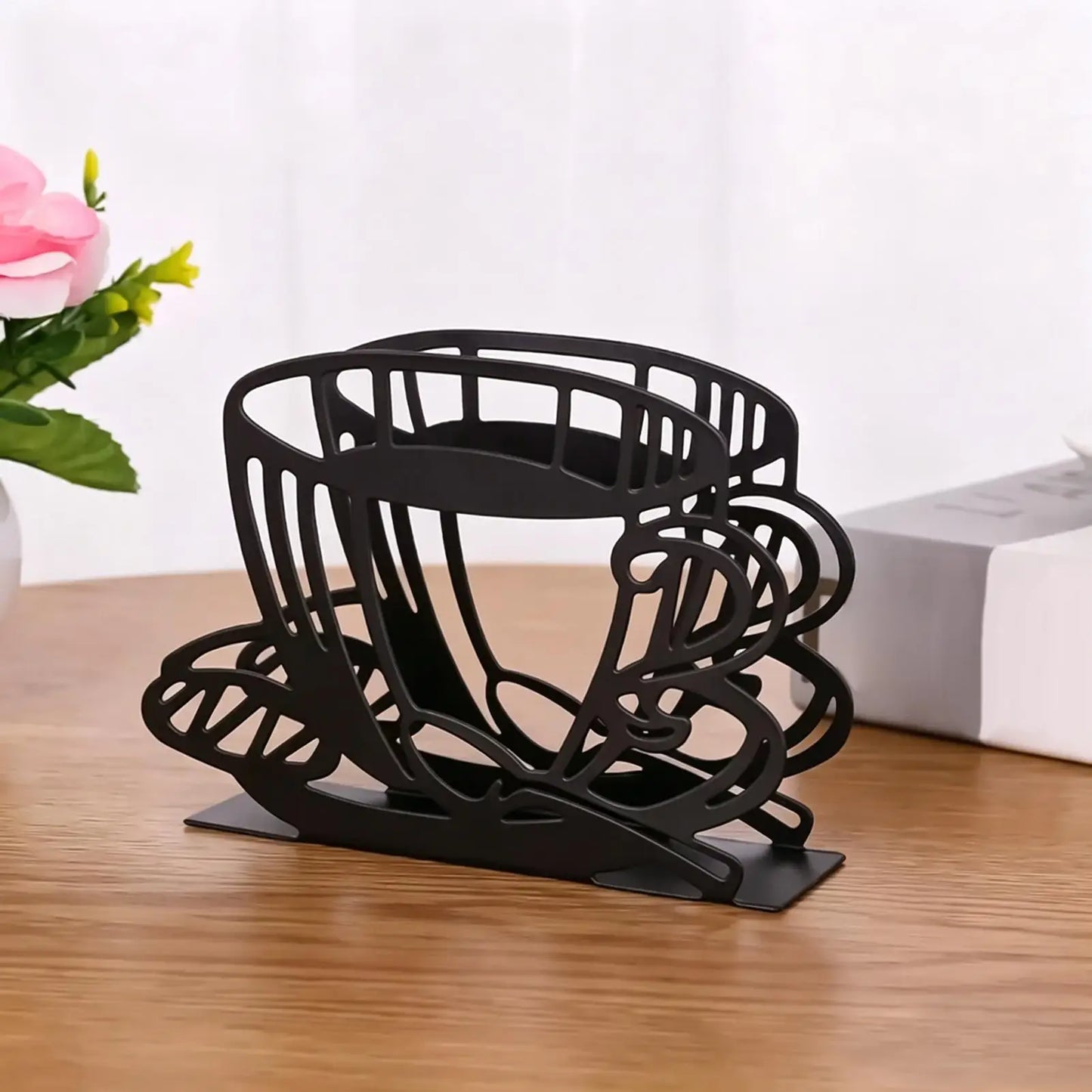 Retro Iron Coffee Filter Holder | Tabletop Organizer for Café