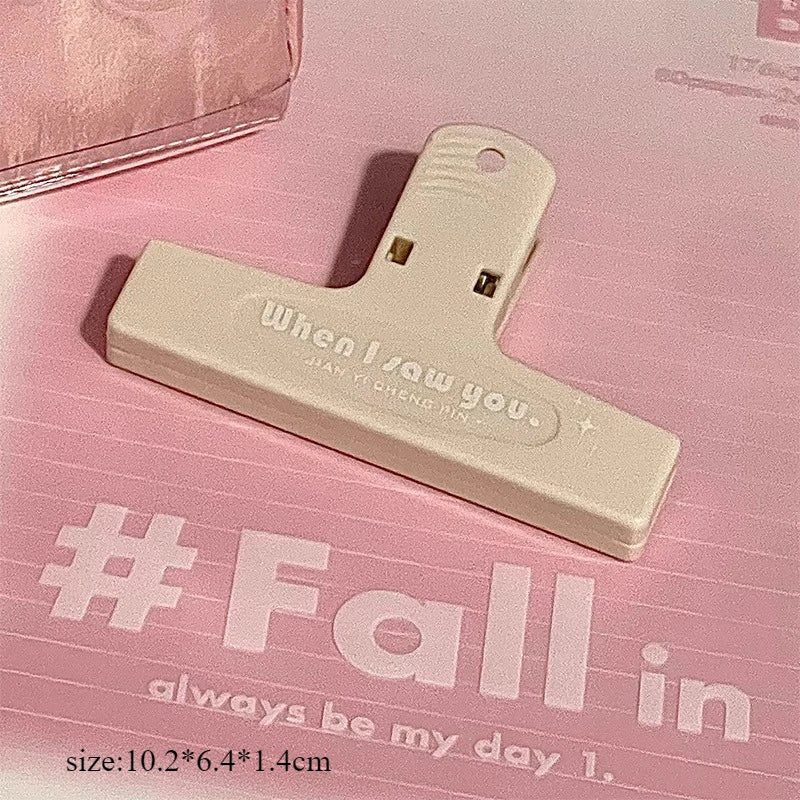 Ins Style High Aesthetic Retro Color Stationery Clip Non Magnetic High End Long Tail Clip Student Plastic Clip Letter Versatile Peaceful Pleasures Health and Wellness A