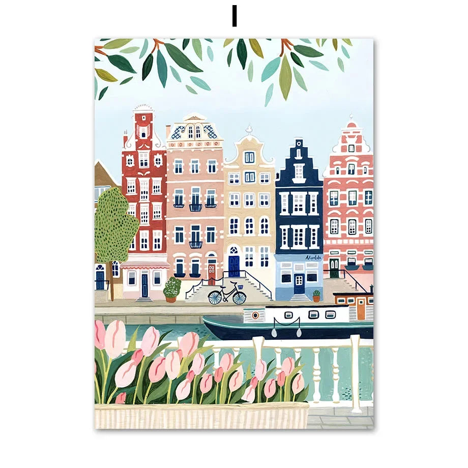 Abstract Landscape City Canvas Wall Art Print | Unframed