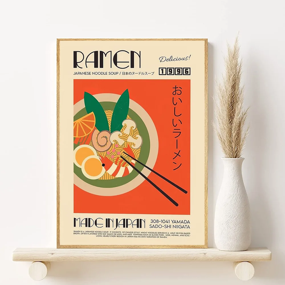 Retro Japanese & Korean Food Poster – Waterproof PVC Wall Art Wall Art Poster Peaceful Pleasures Health and Wellness z20 40X50cmNoframe